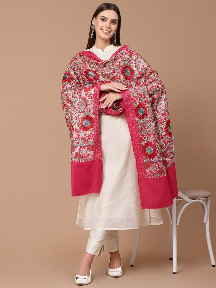 Women's Aari Embroidery Wool Shawl