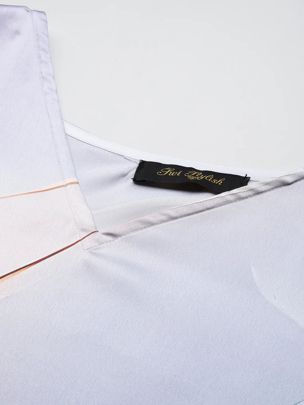 Multicolour satin kaftan design 2 front view — V-neck neckline women beach wear