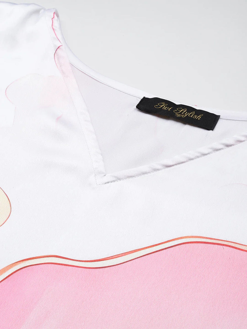 Multicolour satin kaftan design 7 front view — V-neck neckline women beach wear