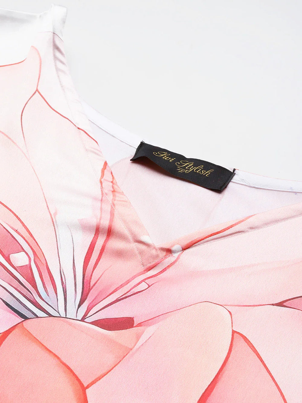 Multicolour digital print satin kaftan front view — V-neck neckline women beach wear