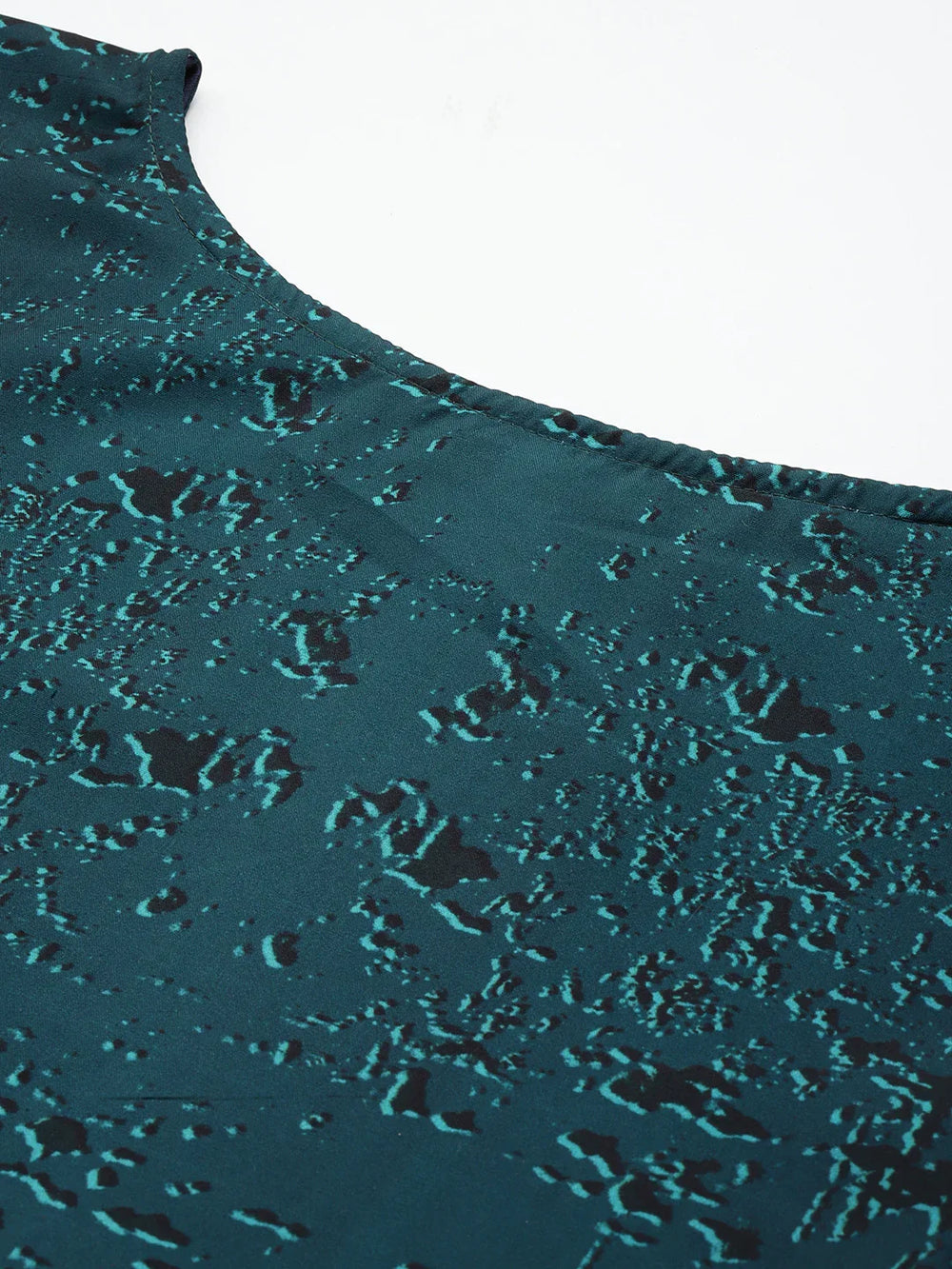 Multicolour short kaftan kurti print 127 front view — boat neck neckline women ethnic wear