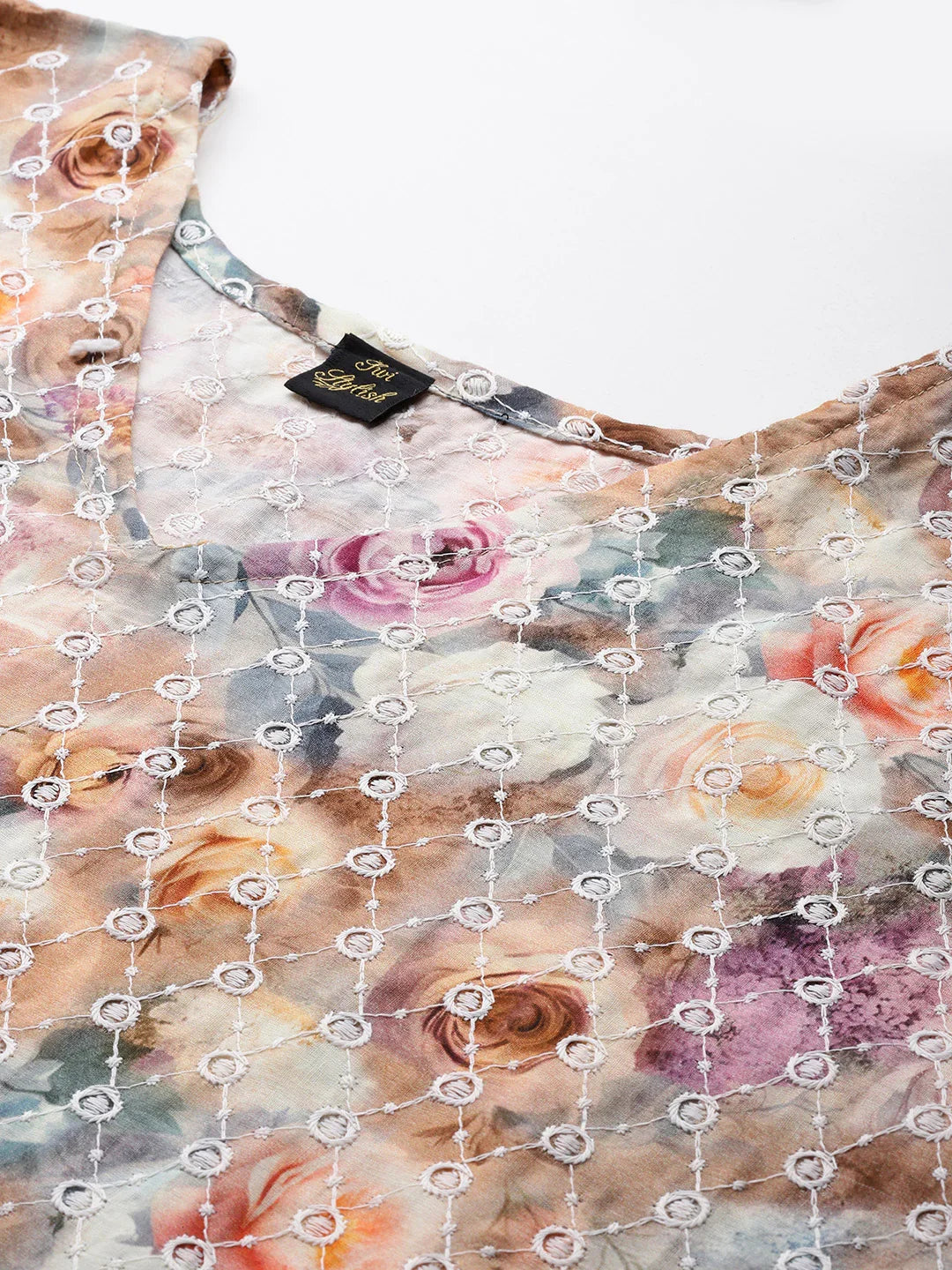 Mustard cotton kaftan kurta front view — embroidered neckline and hem detail | SWI Stylish