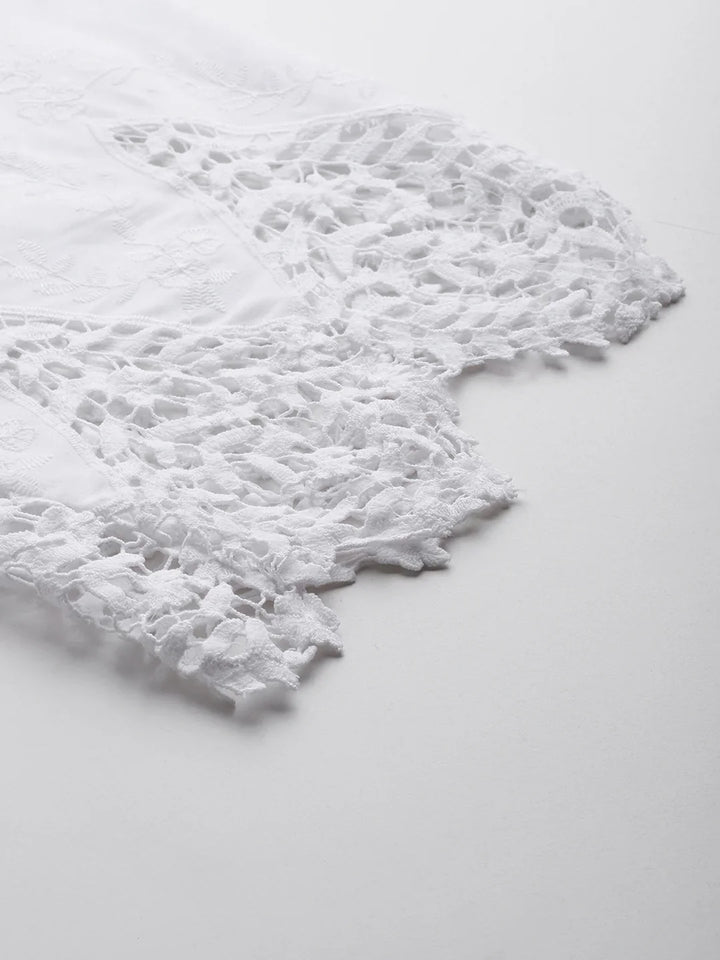 White embroidered palazzo paired with mustard kaftan kurta — women's set | SWI Stylish