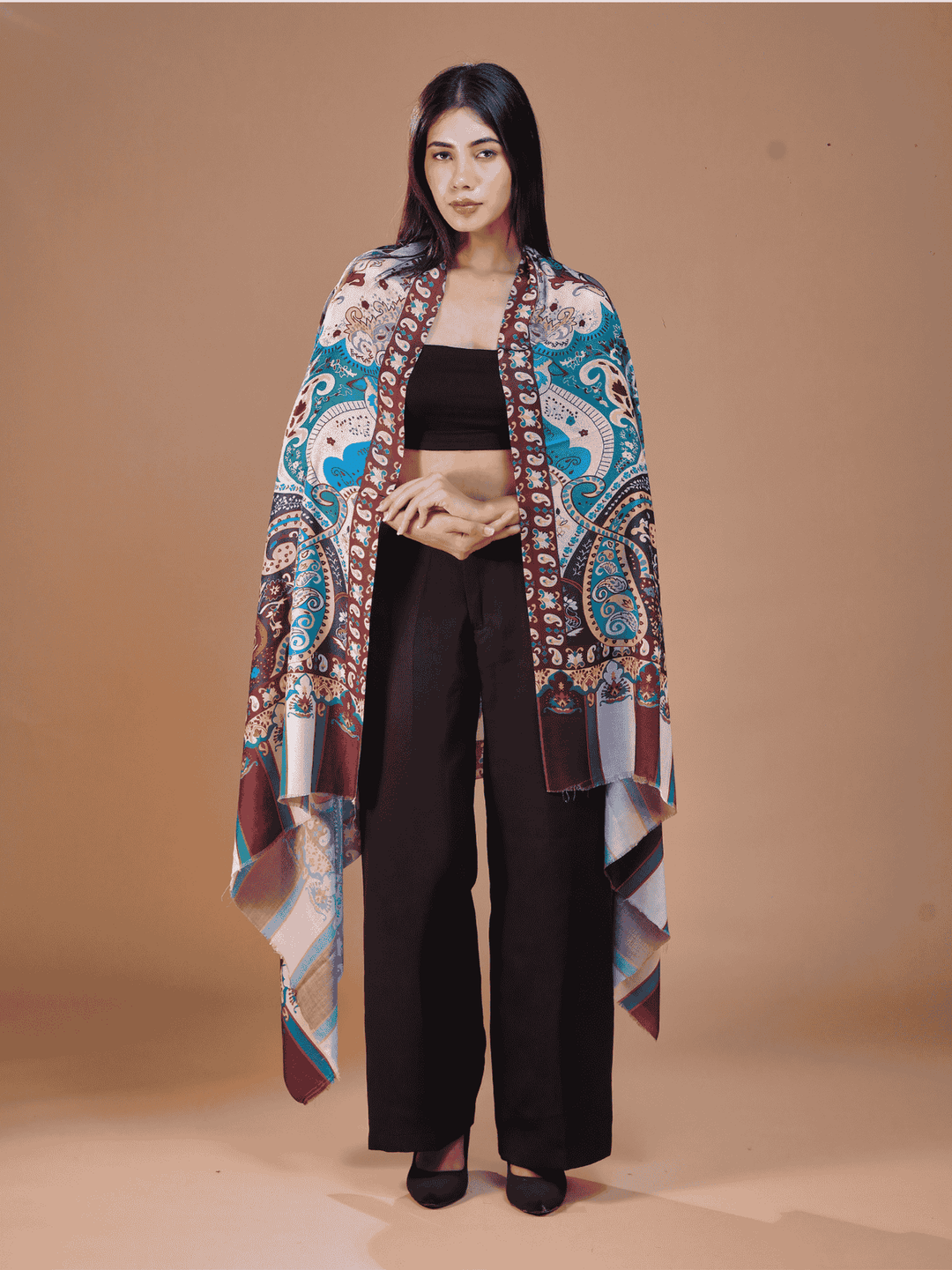 Women's Printed Floral Wool Shawl