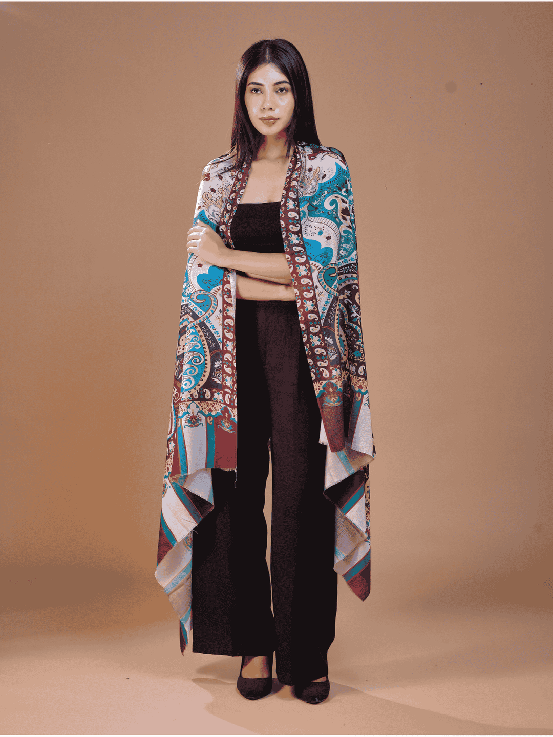 Women's Printed Floral Wool Shawl