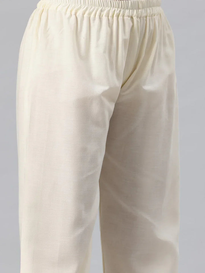Cream embroidered palazzo paired with soft pink kaftan kurta — women's co-ord set India | SWI Stylish
