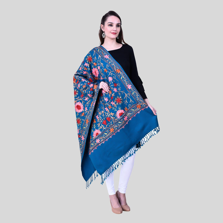 Women's Aari Embroidered Wool Stole