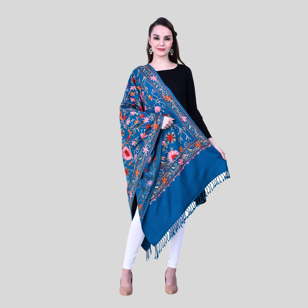 Women's Aari Embroidered Wool Stole
