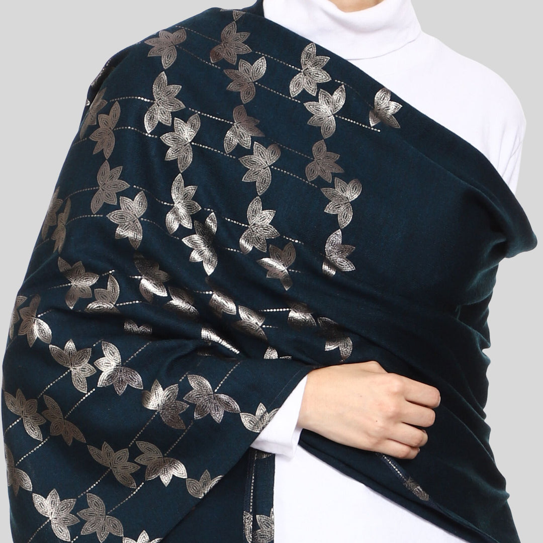 Women’s Knitted Daffodil Foil Printed Stole