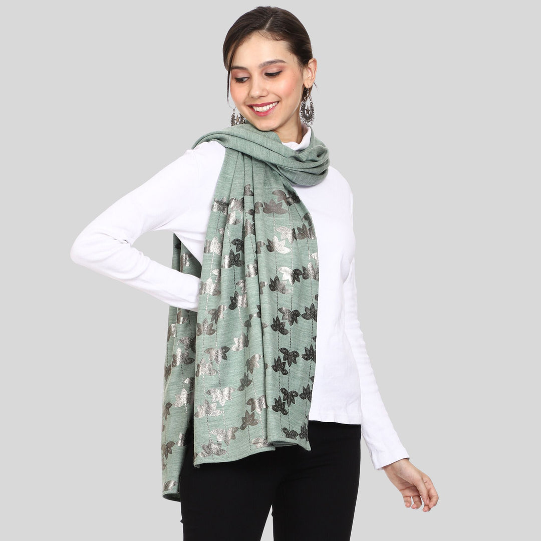 Women’s Knitted Daffodil Foil Printed Stole