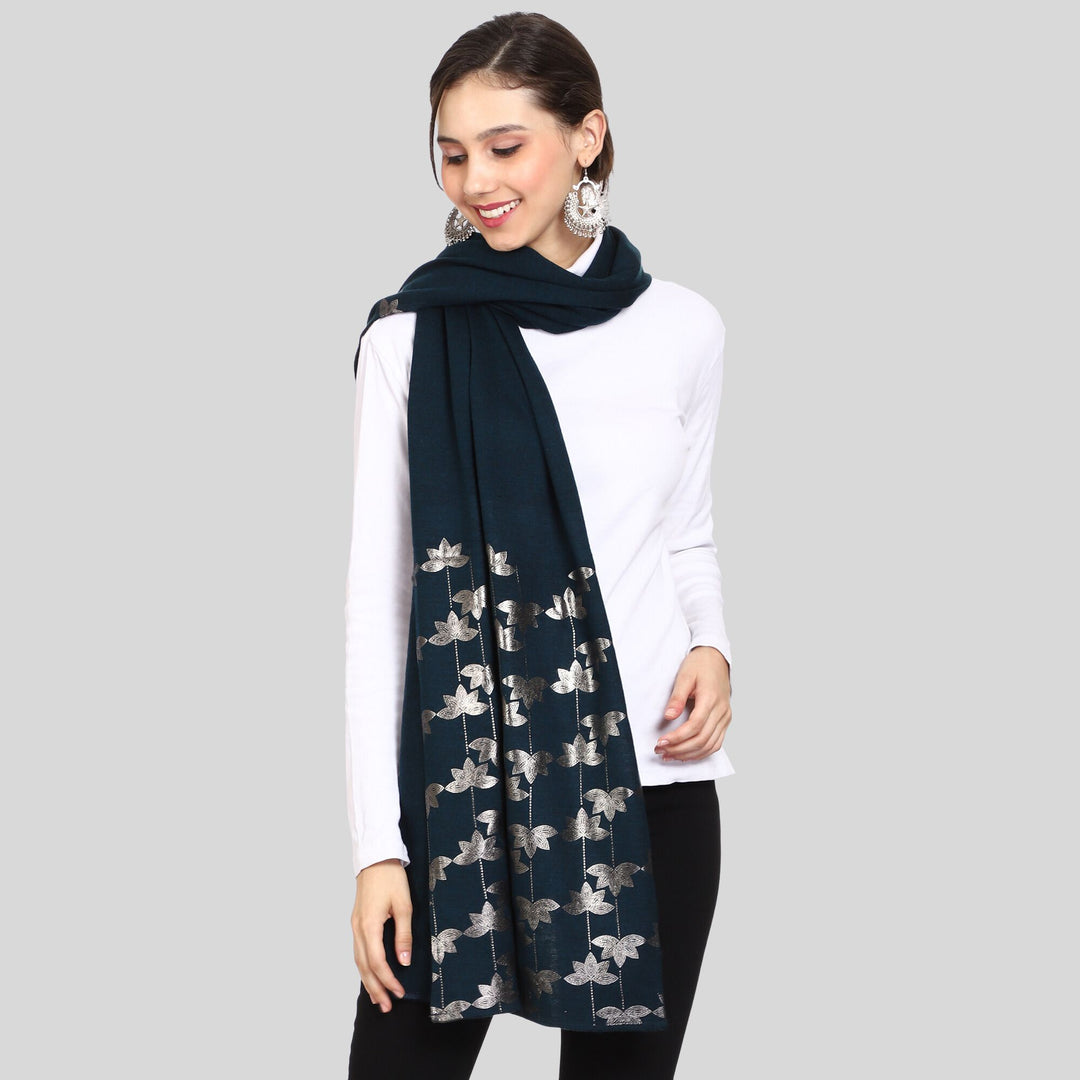 Women’s Knitted Daffodil Foil Printed Stole