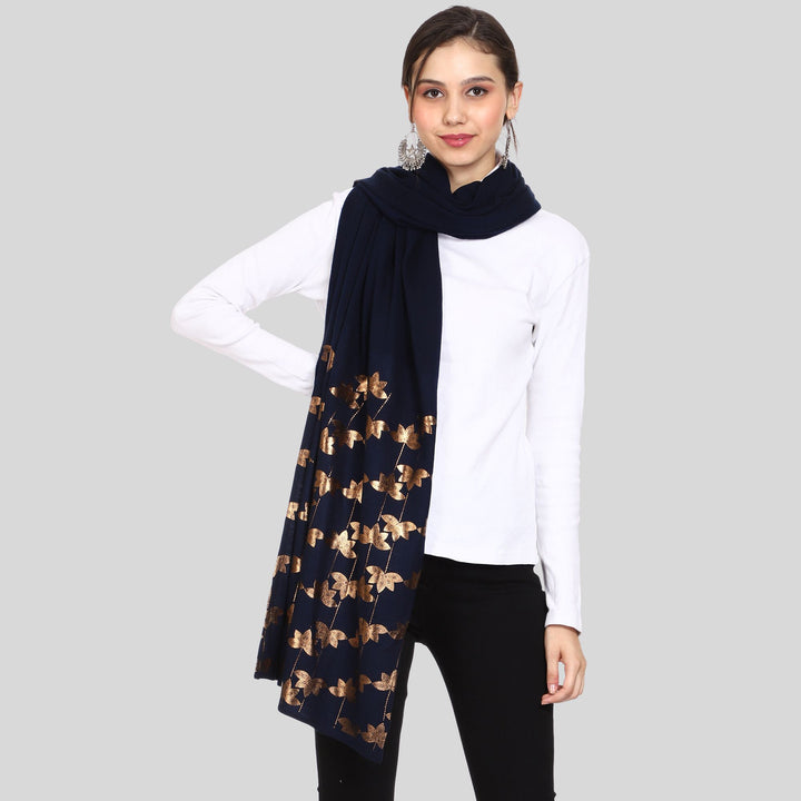 Women’s Knitted Daffodil Foil Printed Stole