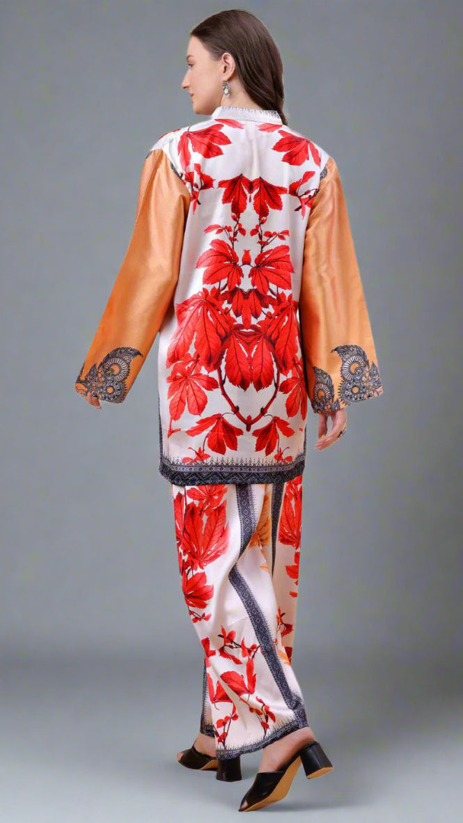Women's Floral Printed Co-Ord Set – Kurta and Trousers