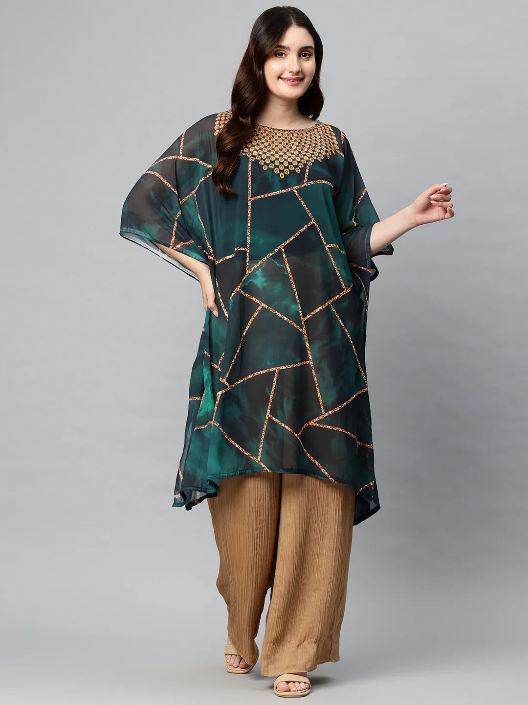 Women's Printed Georgette Beach Wear Kaftan — Free Size | SWI Stylish
