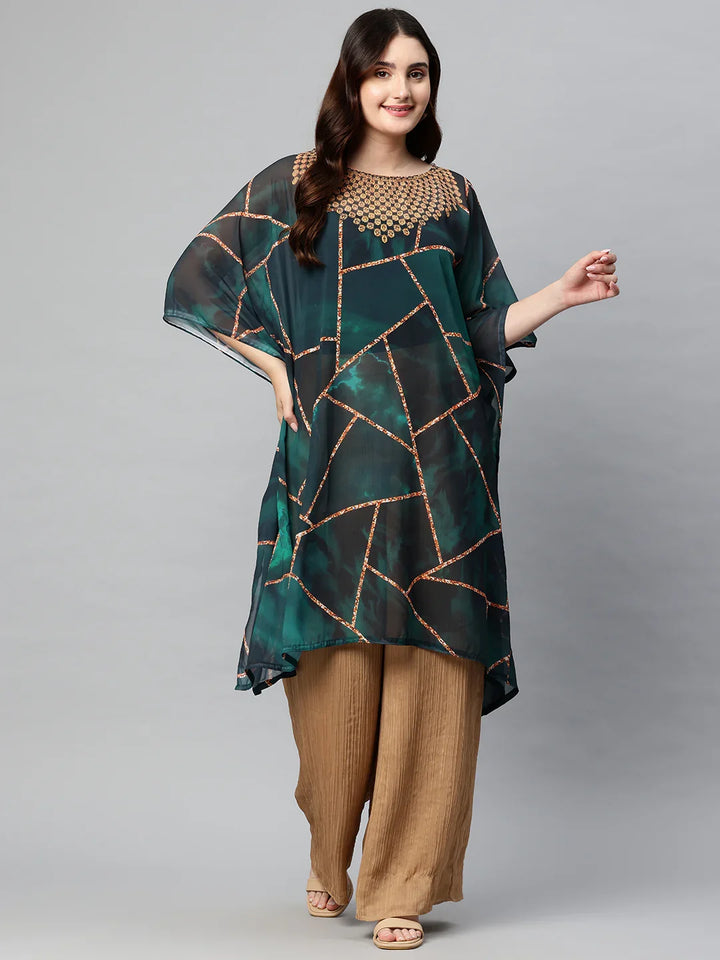 Women's Printed Georgette Beach Wear Kaftan — Free Size | SWI Stylish