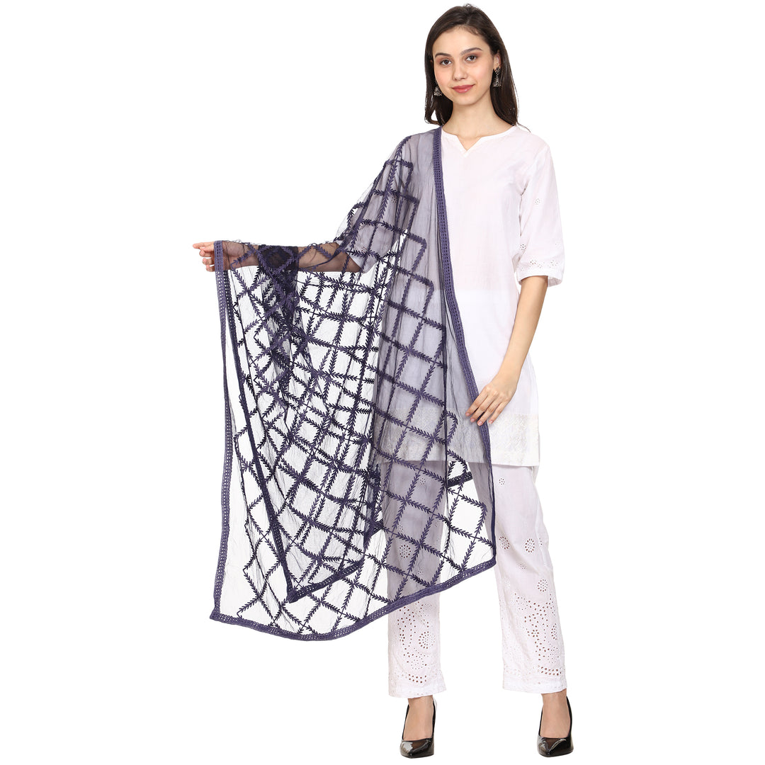 Women's Embroidered Nylon Net Dupatta