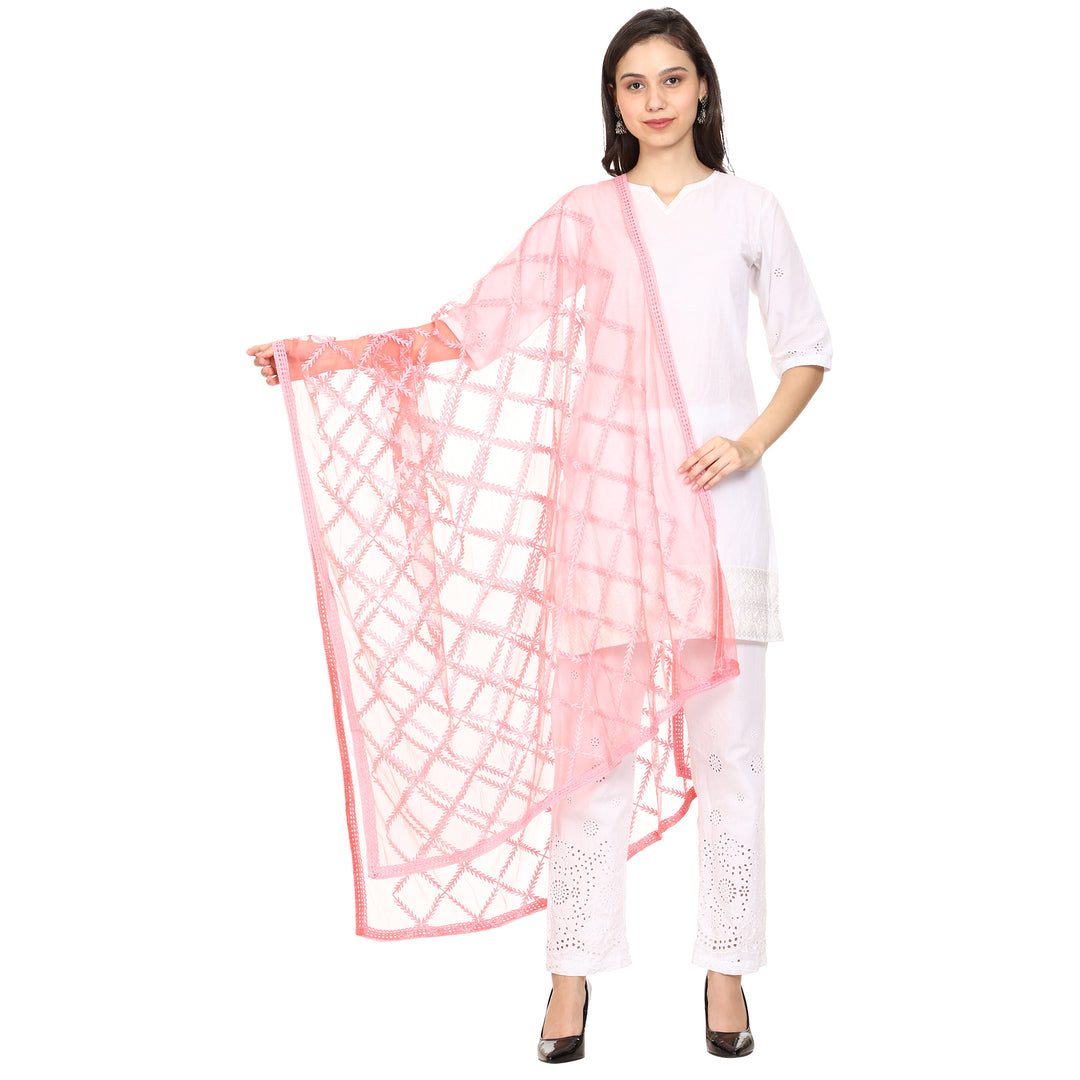 Women's Embroidered Nylon Net Dupatta