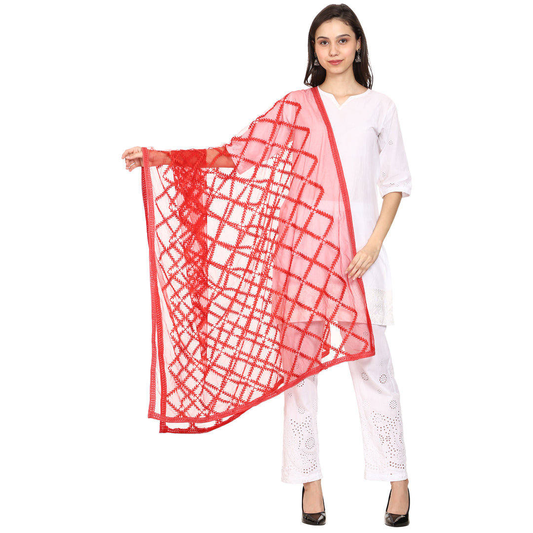 Women's Embroidered Nylon Net Dupatta