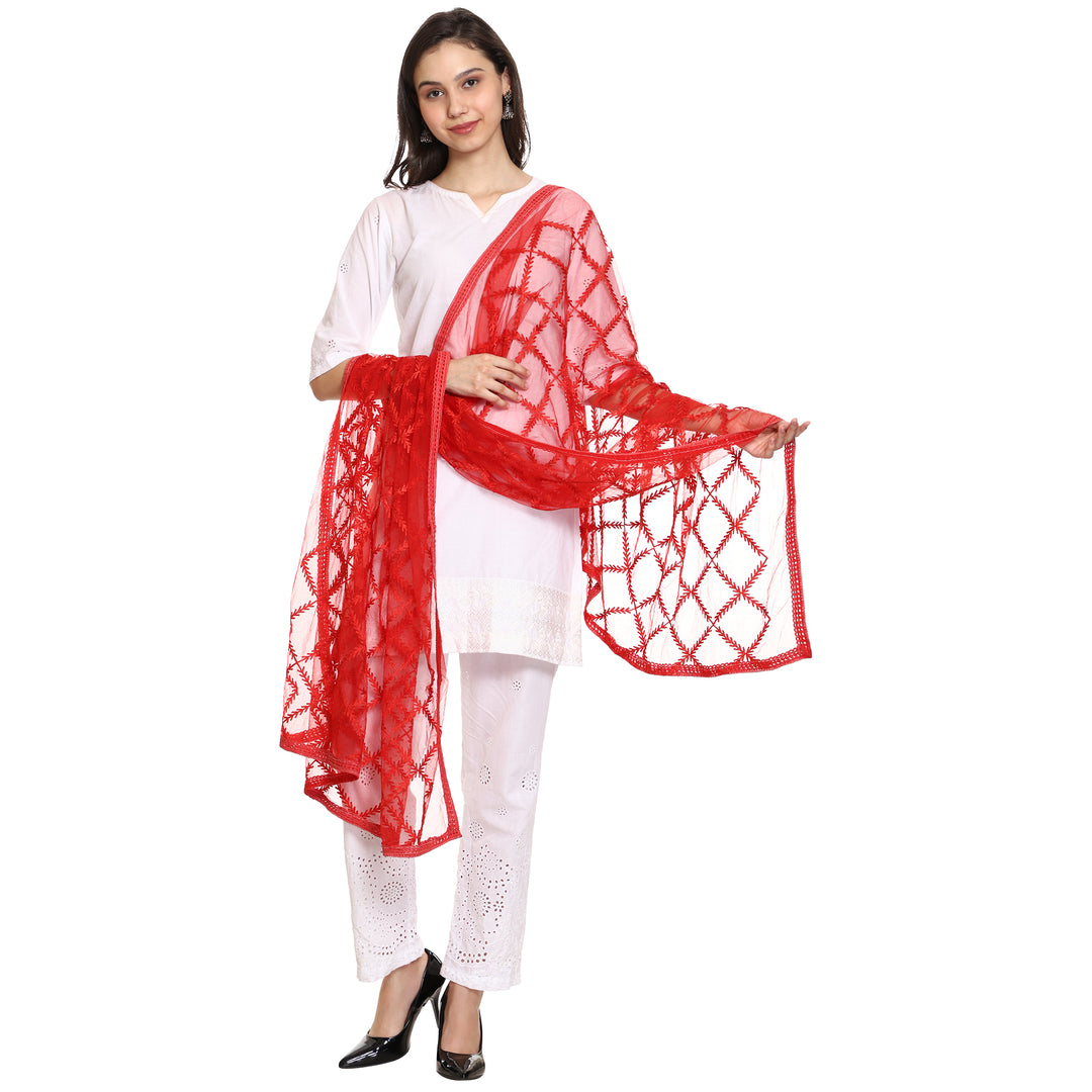 Women's Embroidered Nylon Net Dupatta