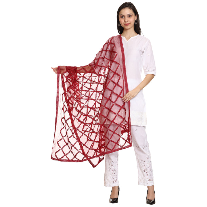 Women's Embroidered Nylon Net Dupatta
