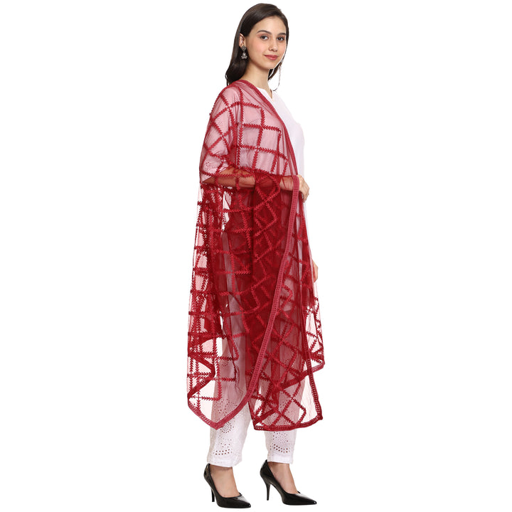 Women's Embroidered Nylon Net Dupatta