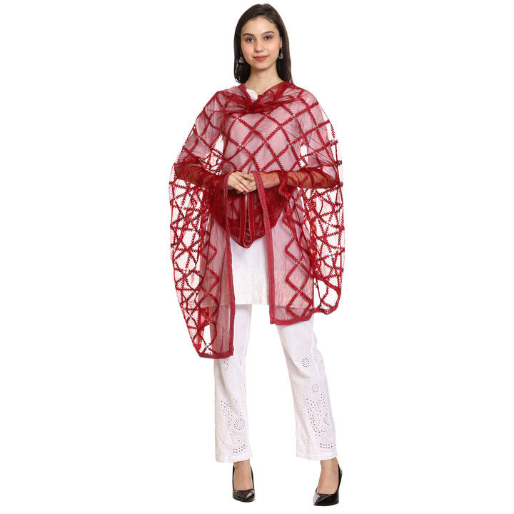 Women's Embroidered Nylon Net Dupatta