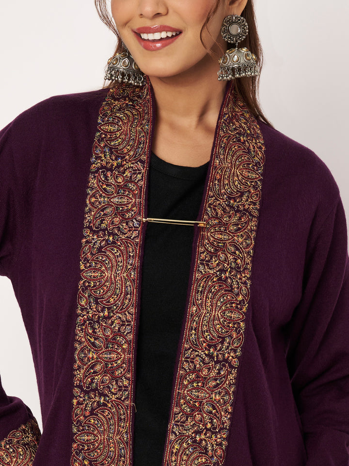 Womens Kashmiri Embroidred Woollen Shrug