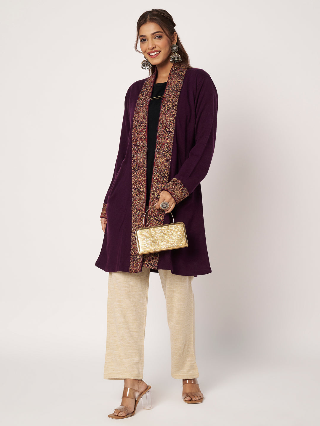 Womens Kashmiri Embroidred Woollen Shrug