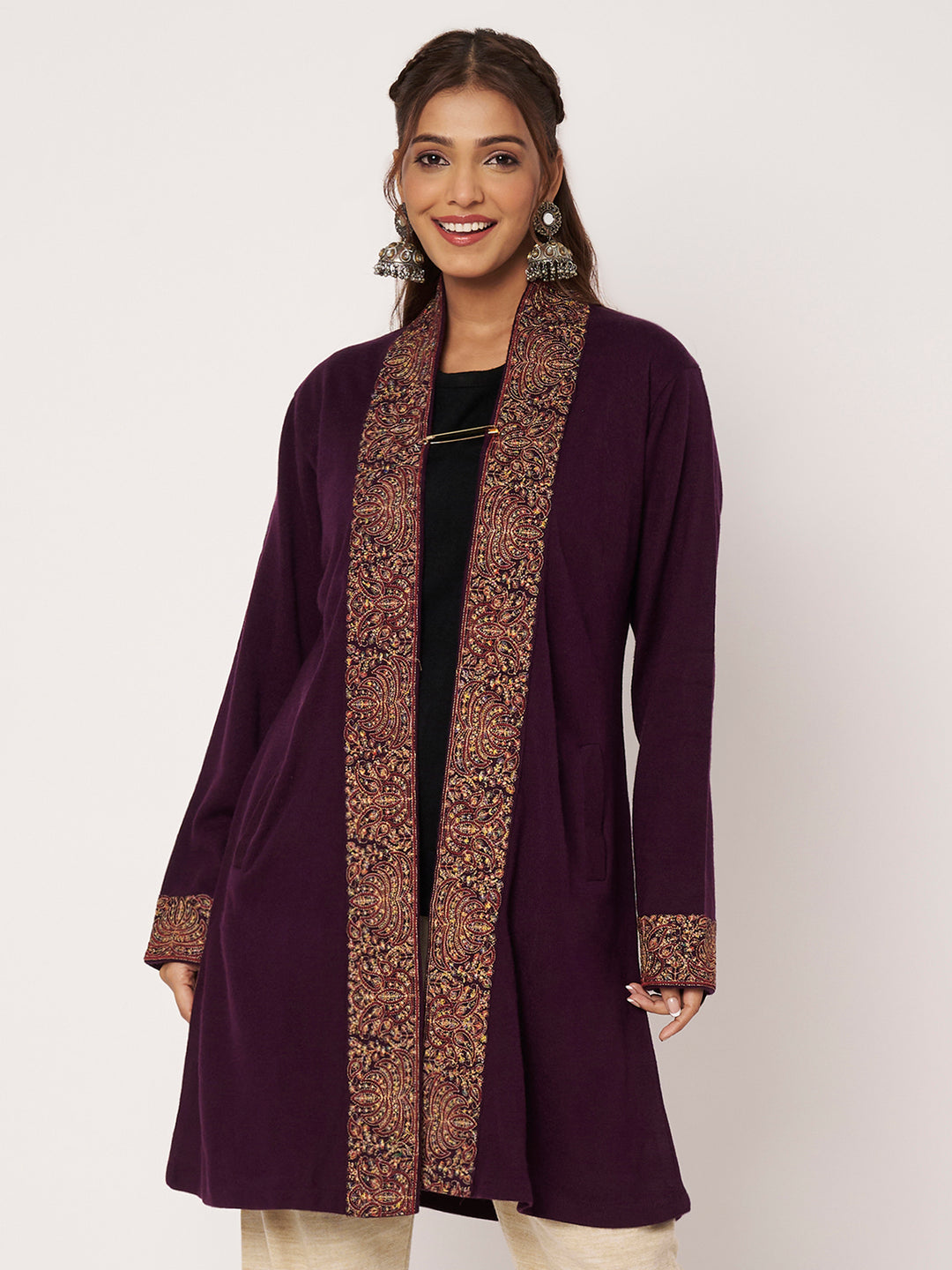 Womens Kashmiri Embroidred Woollen Shrug