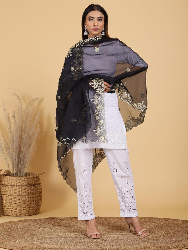 Women's Organza Zari Dupatta with Sequence