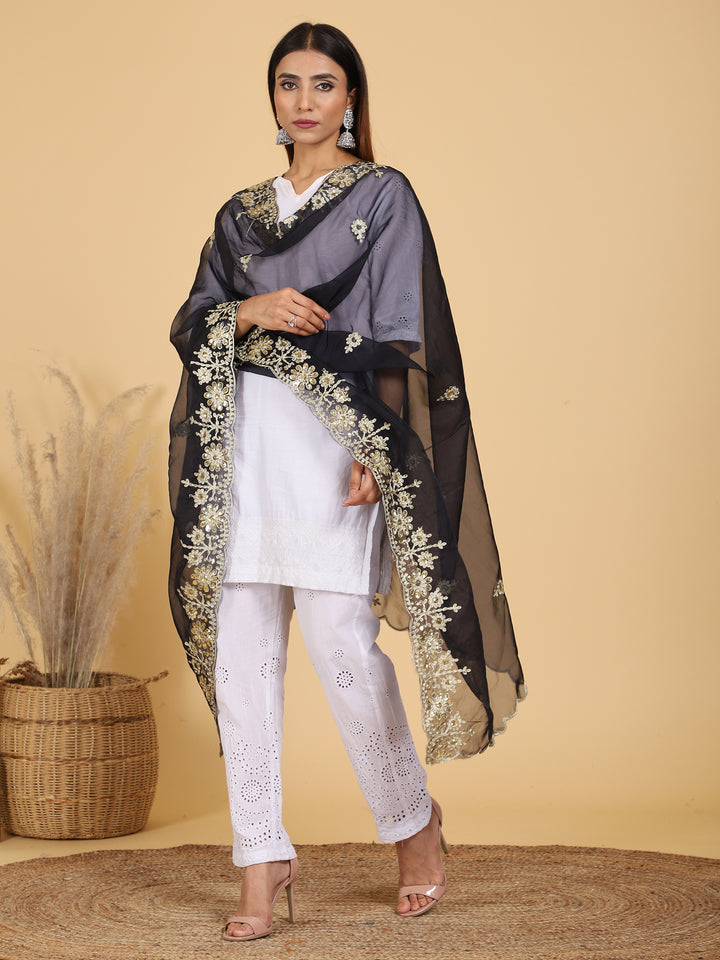 Women's Organza Zari Dupatta with Sequence