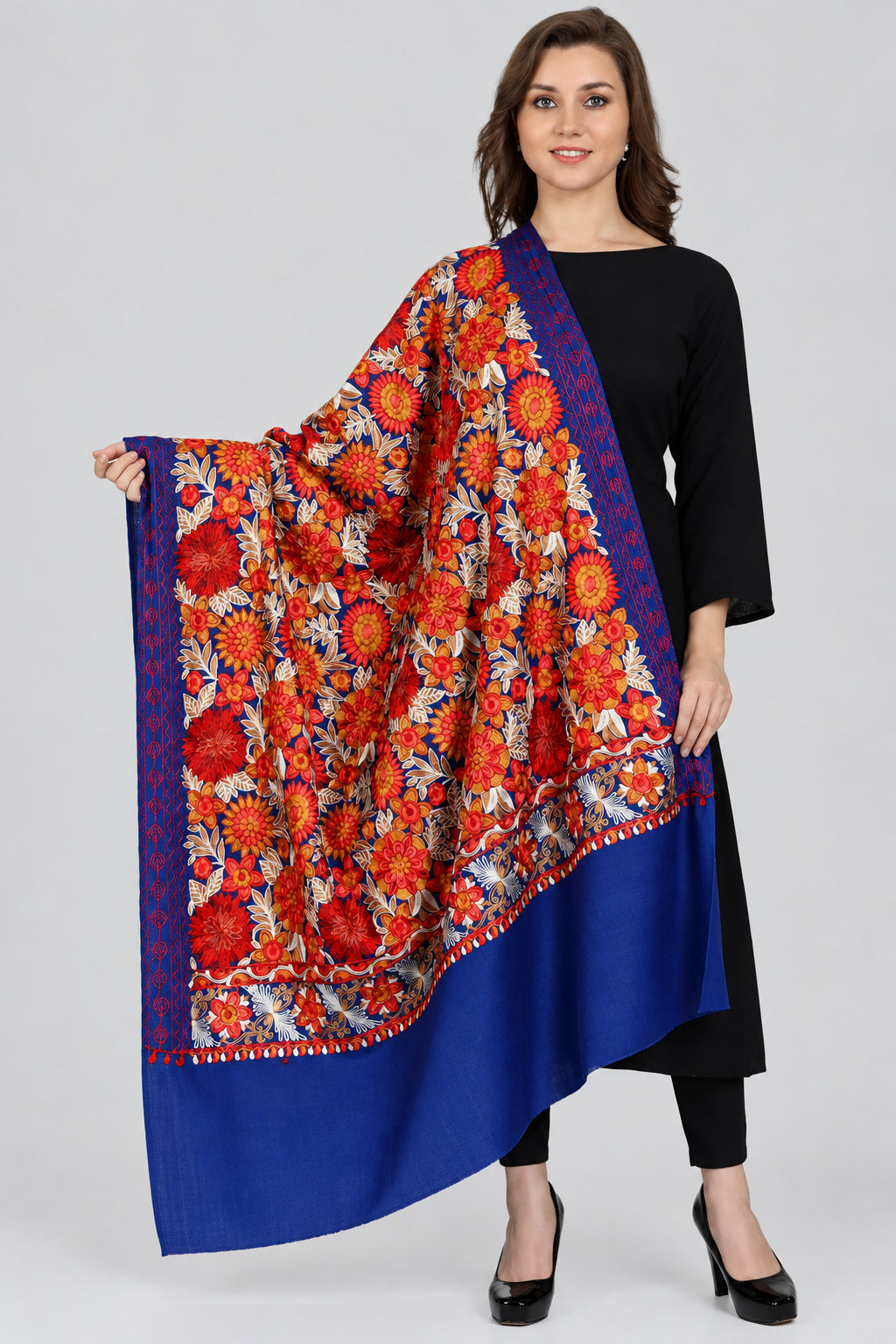Women's Aari Embroidery Wool Shawl