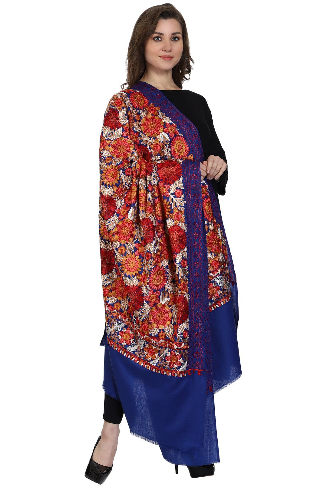 Women's Aari Embroidery Wool Shawl