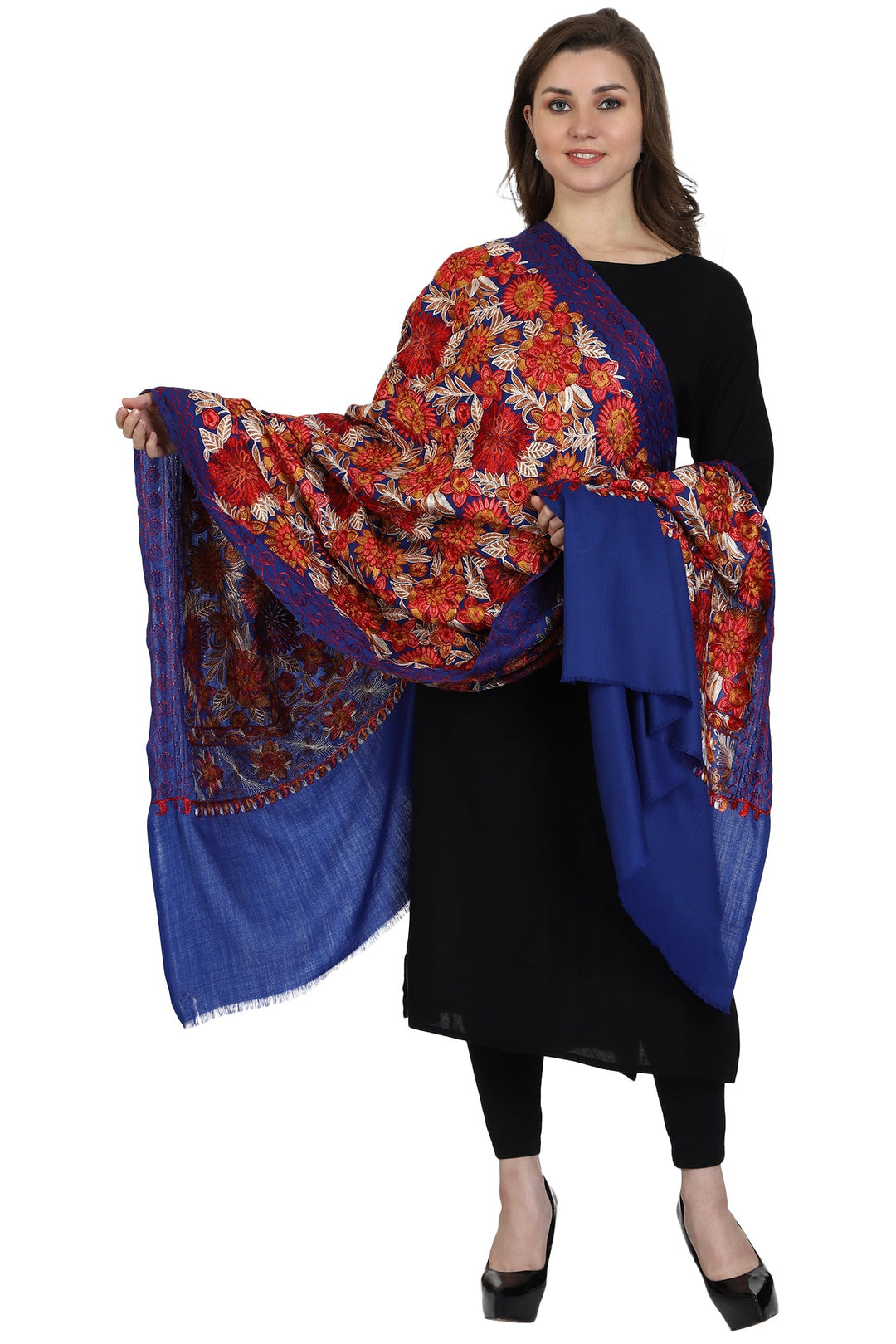Women's Aari Embroidery Wool Shawl