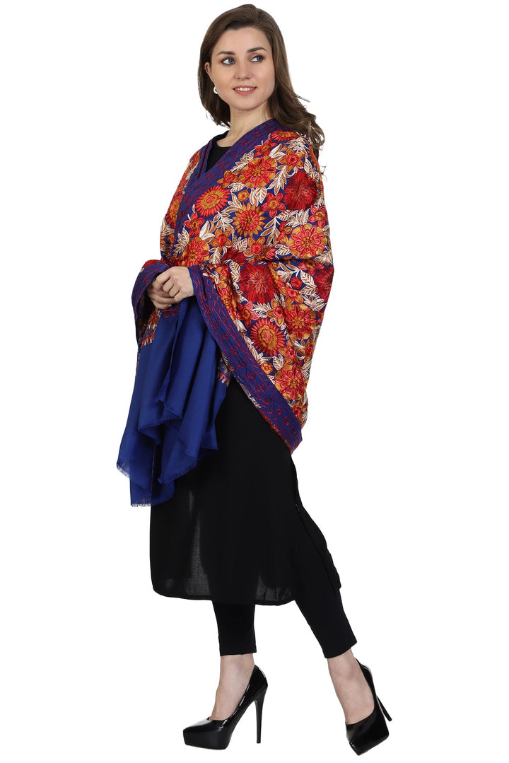 Women's Aari Embroidery Wool Shawl