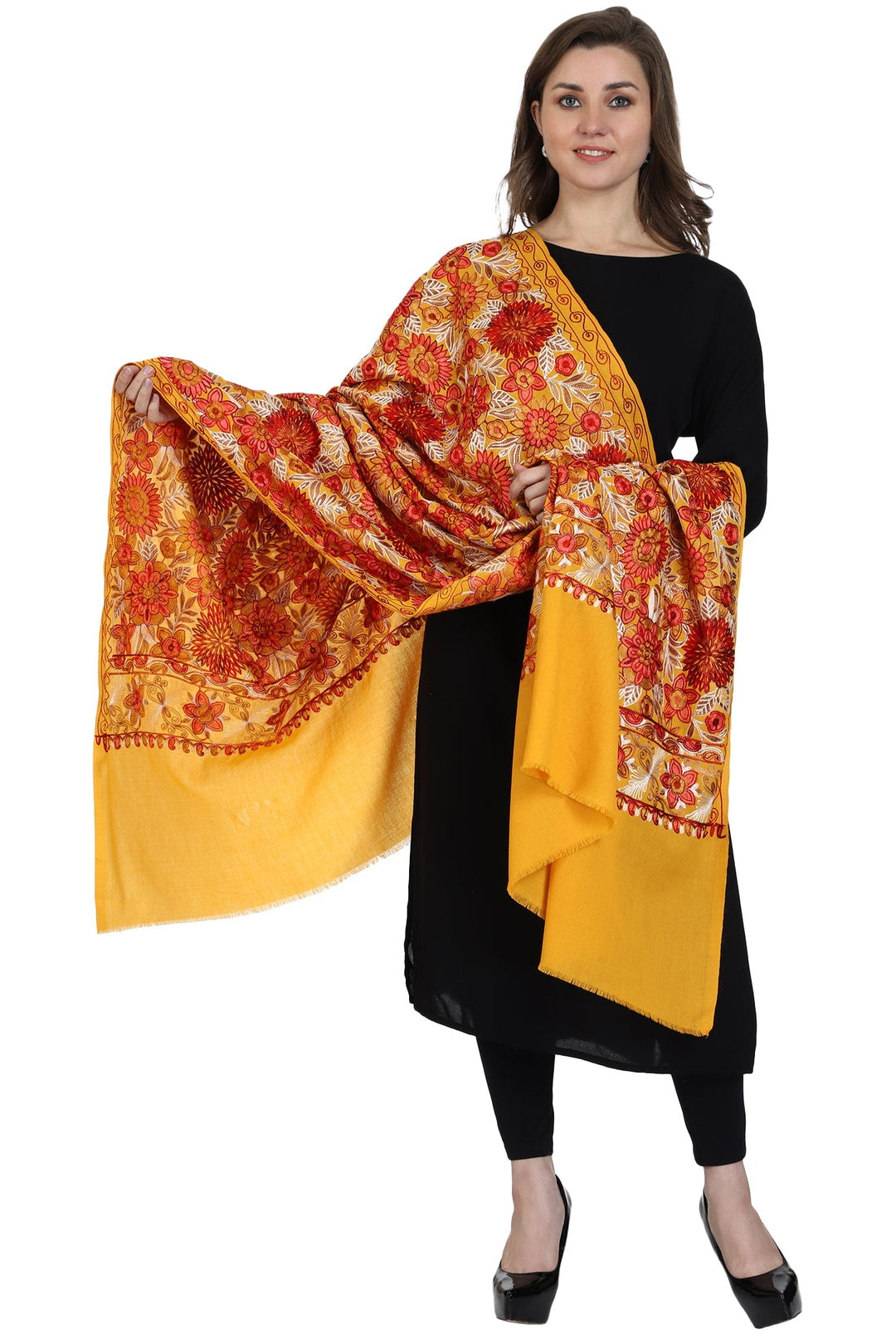 Women's Aari Embroidery Wool Shawl