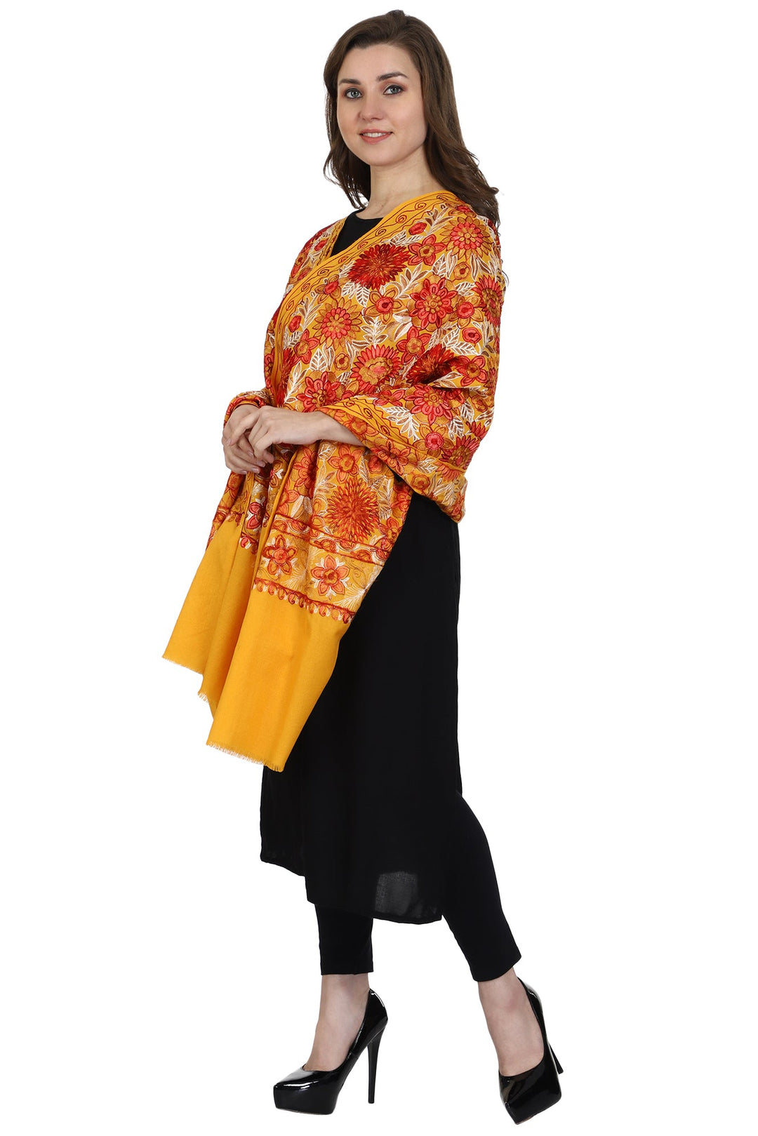 Women's Aari Embroidery Wool Shawl