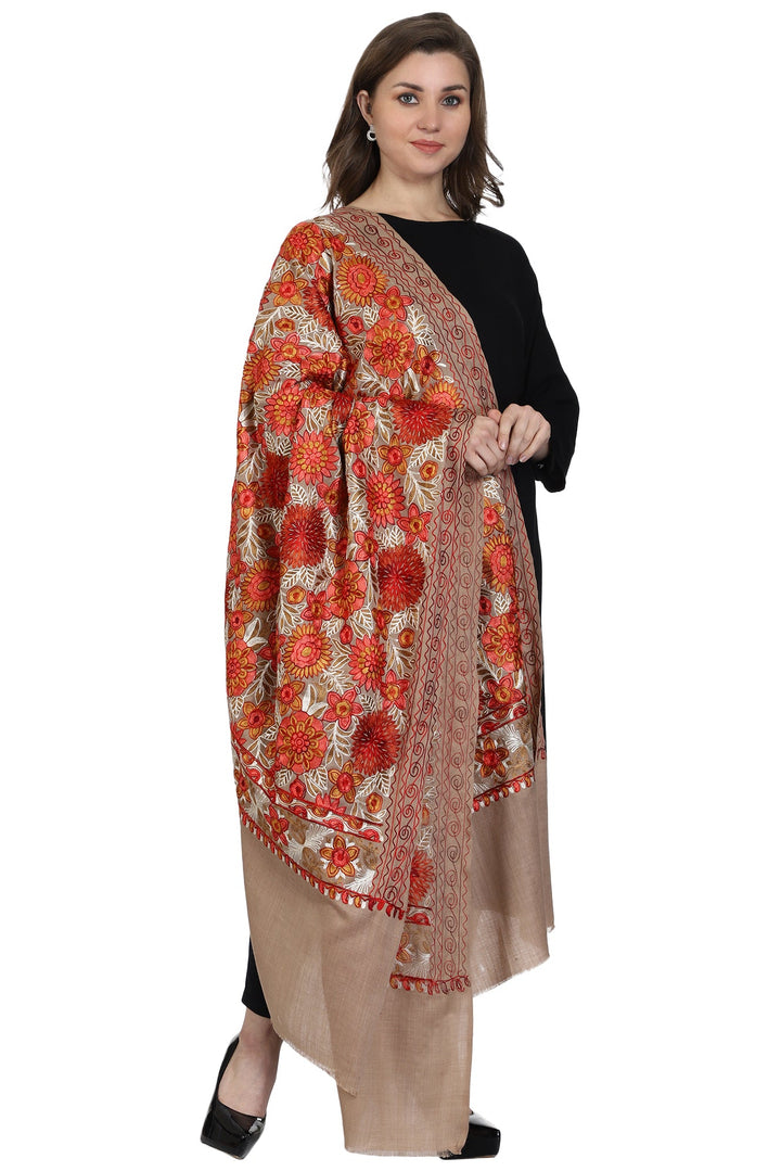 Women's Aari Embroidery Wool Shawl