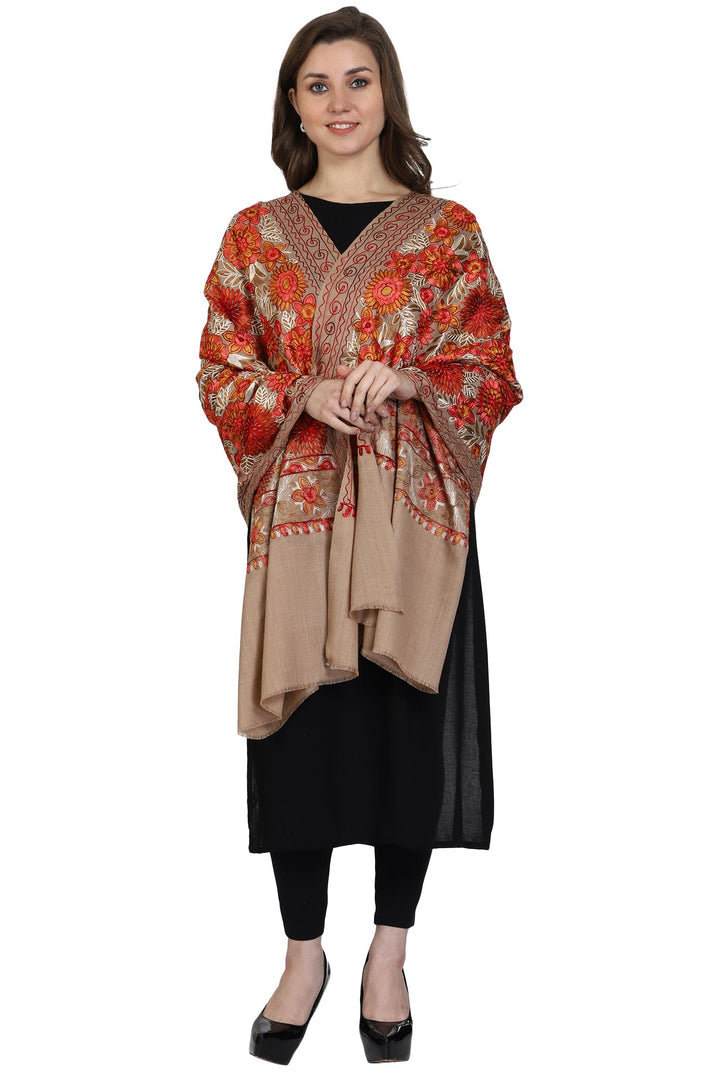 Women's Aari Embroidery Wool Shawl
