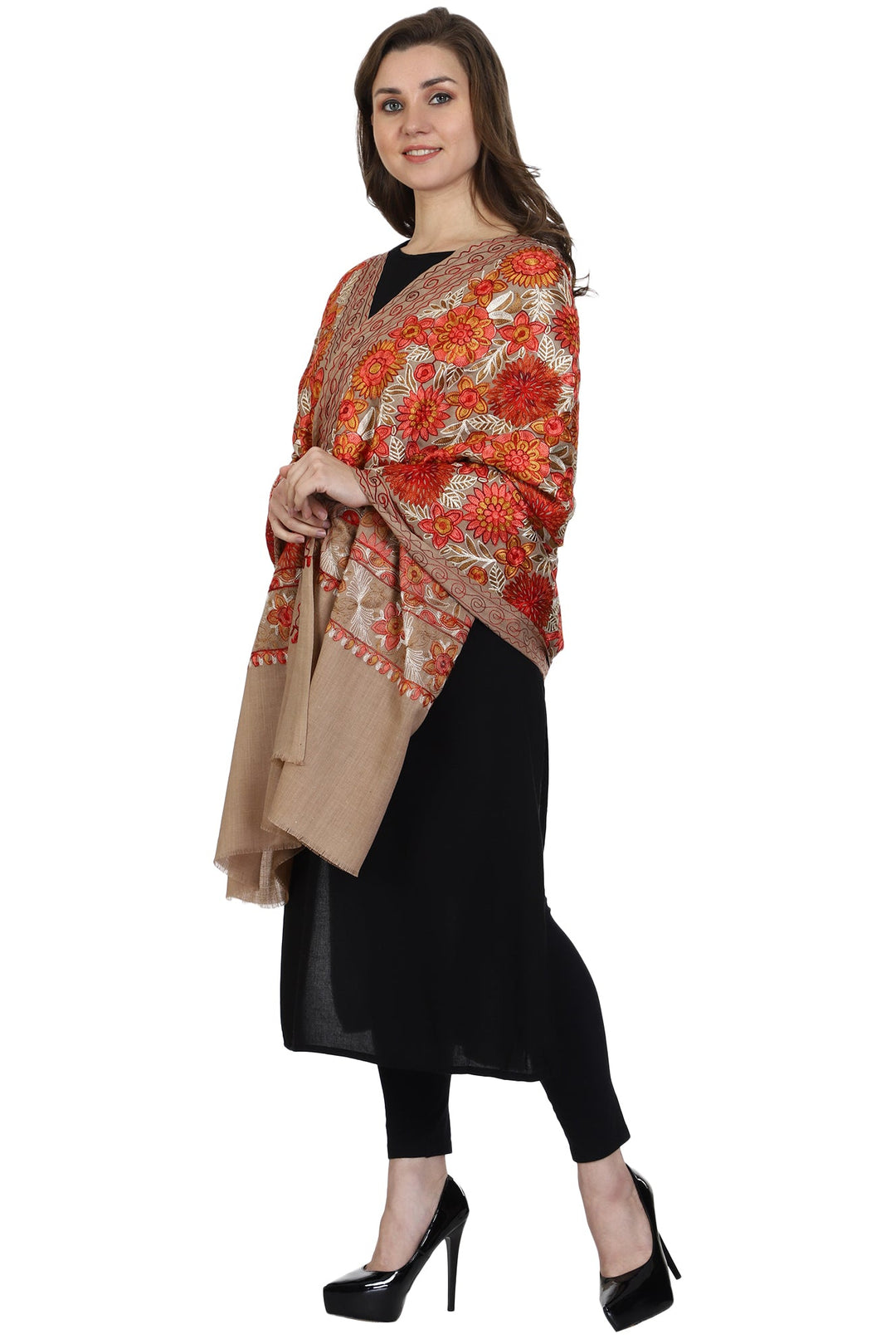 Women's Aari Embroidery Wool Shawl