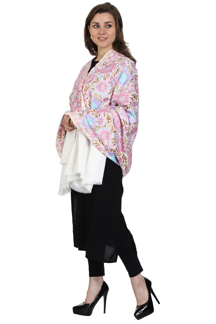 Women's Aari Embroidery Wool Shawl