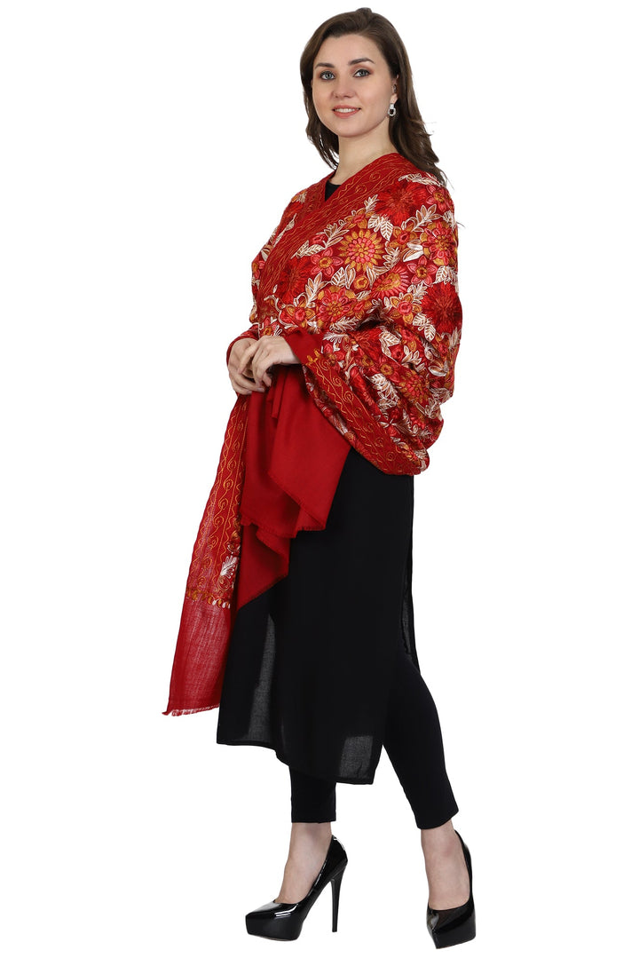 Women's Aari Embroidery Wool Shawl