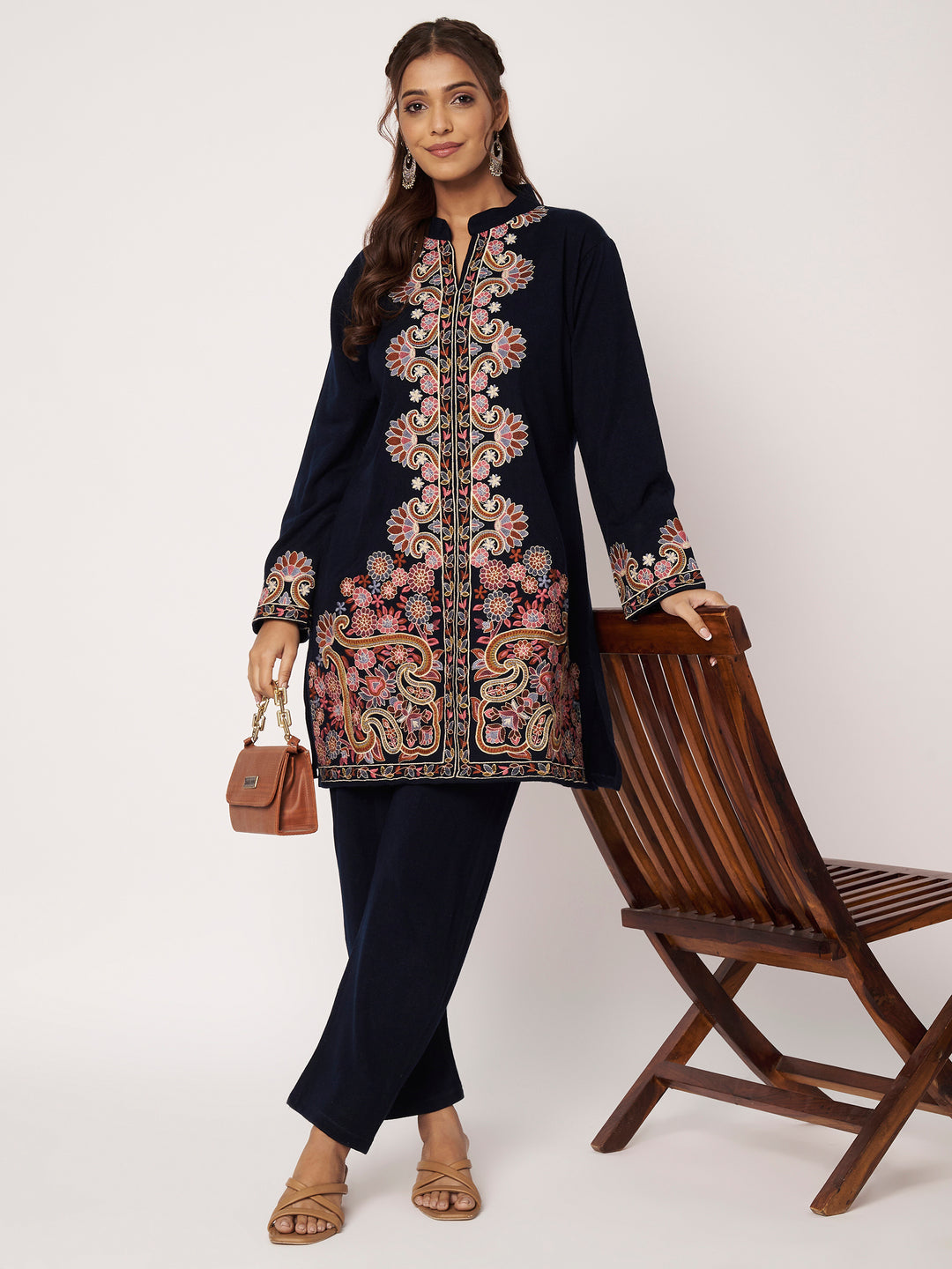 Women's Kashmiri Embroidered Co-ords – Kurta and Trousers