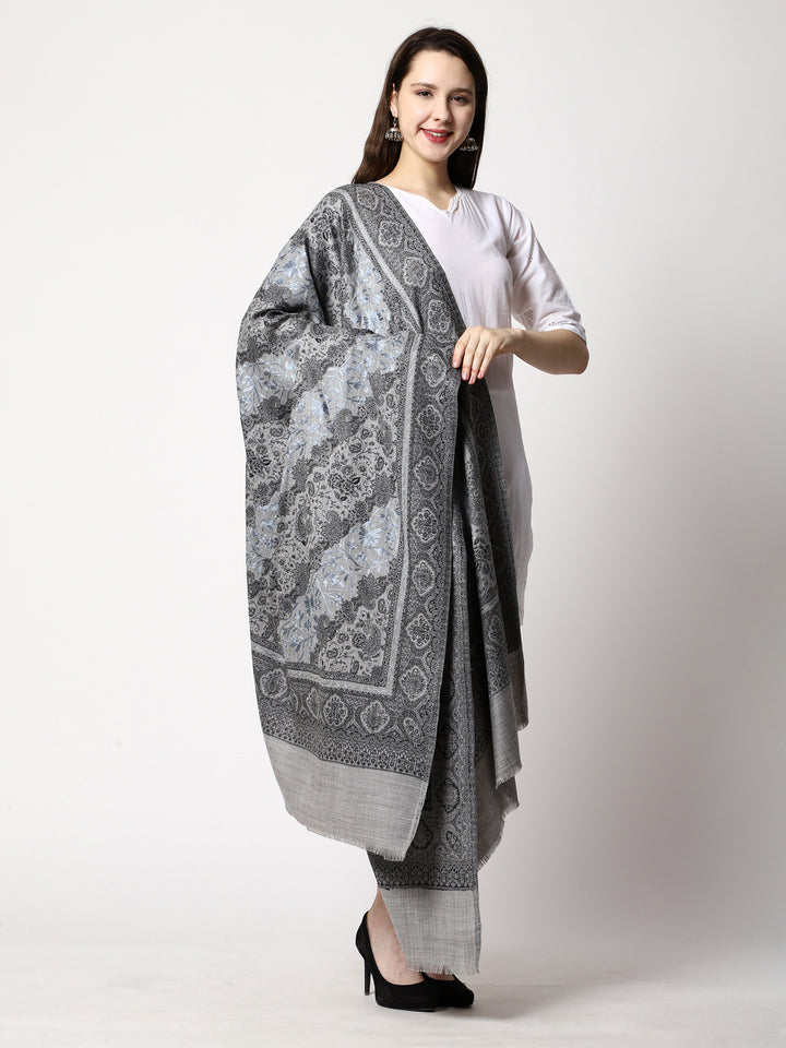 Women's Aari Embroidery Jammawar Wool Shawl
