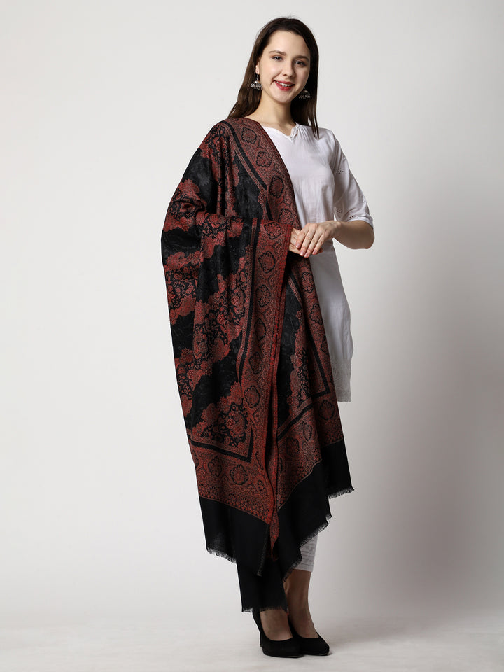 Women's Aari Embroidery Jammawar Wool Shawl