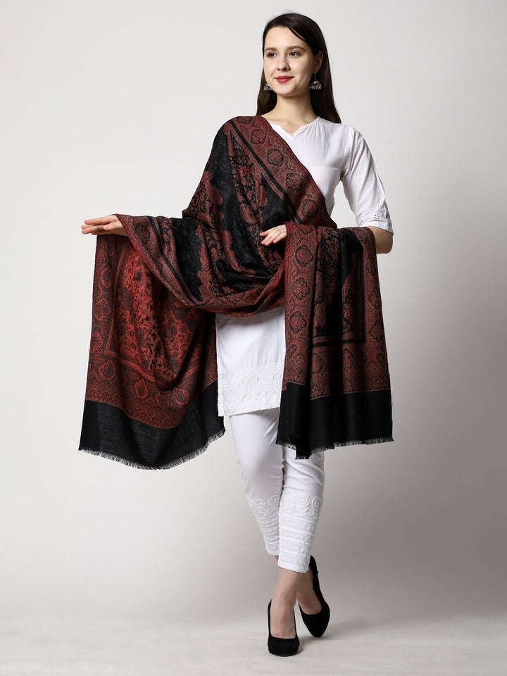 Women's Aari Embroidery Jammawar Wool Shawl