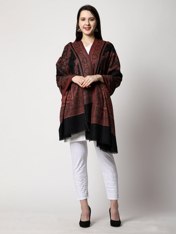 Women's Aari Embroidery Jammawar Wool Shawl
