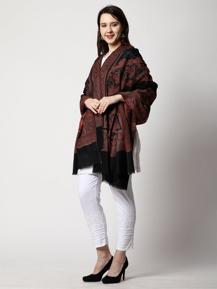 Women's Aari Embroidery Jammawar Wool Shawl
