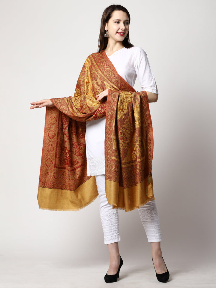 Women's Aari Embroidery Jammawar Wool Shawl