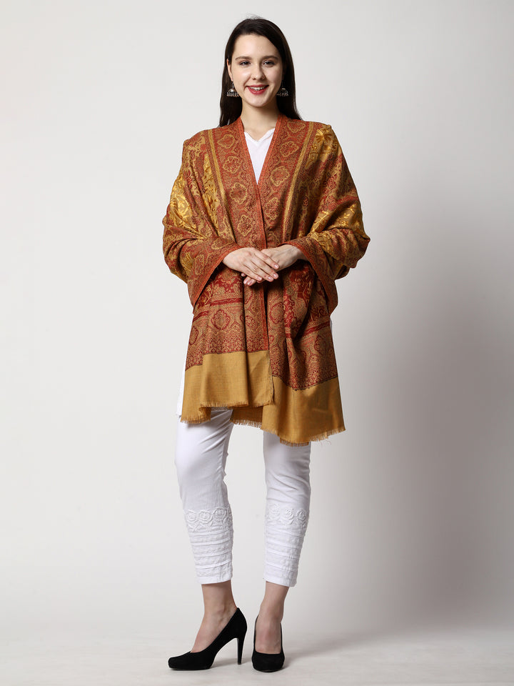 Women's Aari Embroidery Jammawar Wool Shawl
